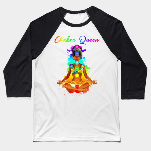 Chakra Queen Reiki Zen Meditation Spiritual Design Baseball T-Shirt by Chakra Shine